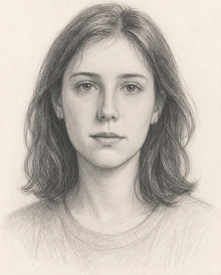 A more developed portrait study demonstrating stronger proportion, form, tone and facial structure